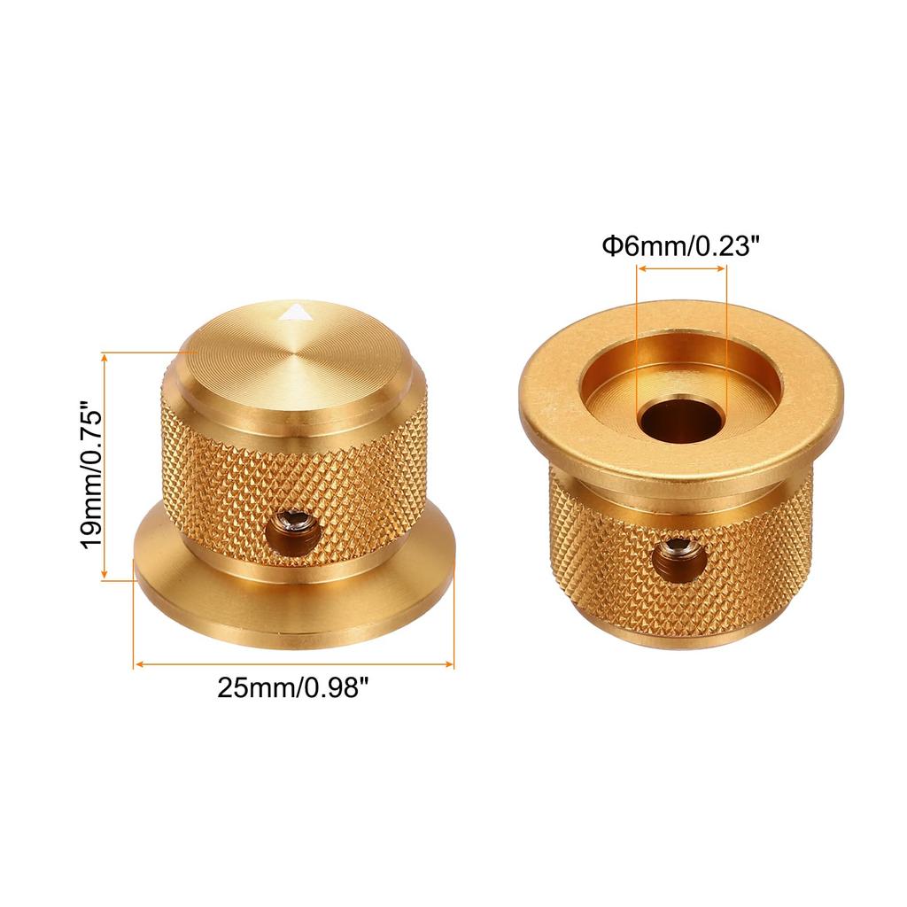 Uxcell 6mm Aluminum Potentiometer Universal Volume and Tone Control Knobs with Arrow Indicators for Guitar and Bass Knobs,