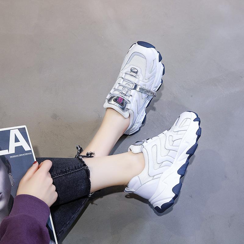 

2025 spring new leather dad shoes women s shoes versatile high-heeled sports and leisure shoes children s shallow mouth white shoes 35 білий