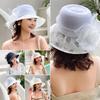 Elegant Wide Brim Bridal Tea Party Wedding Hat UV Protection Breathable Organza Hat Sun Hat Summer