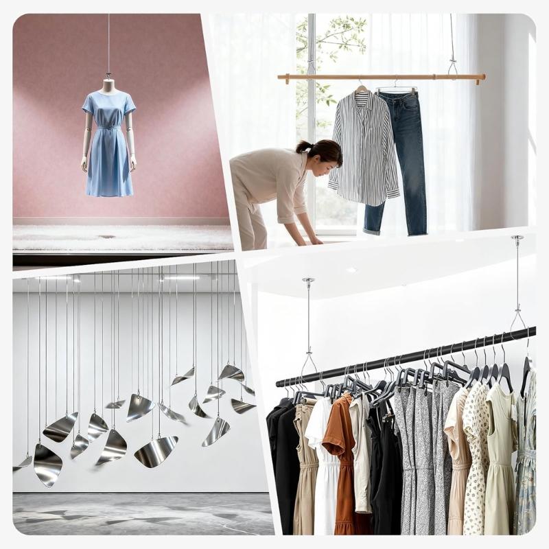 6PCS Steel Adjustable Shower Rod Support Bracket Strong Ceiling Mount Rustproof Bathroom Curtain Hanger for Outdoor