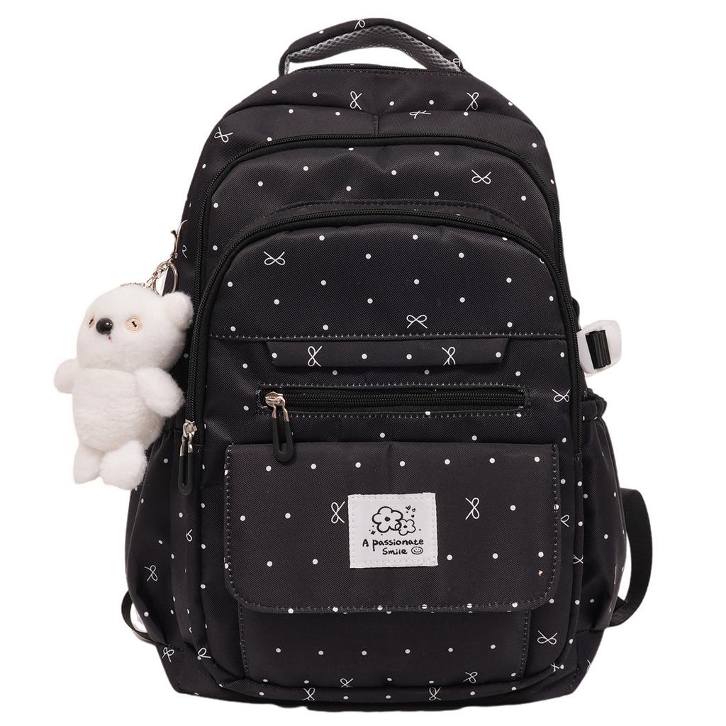 Schoolbag Wholesale Schoolbag Junior High School High School Backpack Polka Dot Bow Versatile High Value Female Student Backpack