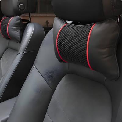 Breathable Mesh Neck Pillow FourSeason Use Car Support PU Leather Headrest for