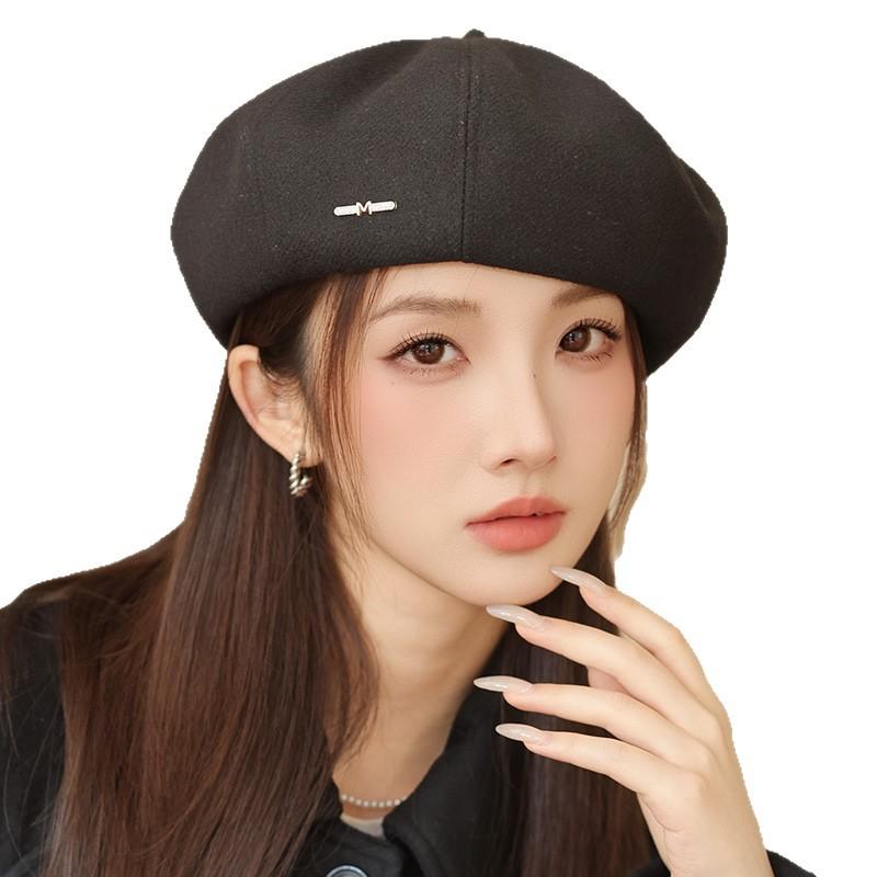 Korean Version of Women's Autumn and Winter New Retro Beret Casual Versatile Octagonal Hat Big Head Circumference Showing Face Little Painter Hat