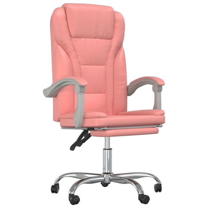 VidaXL Reclining Office Armchair, Swivel Chair with Adjustable Backrest and Footrest, Office Seat, Modern, Pink 349701