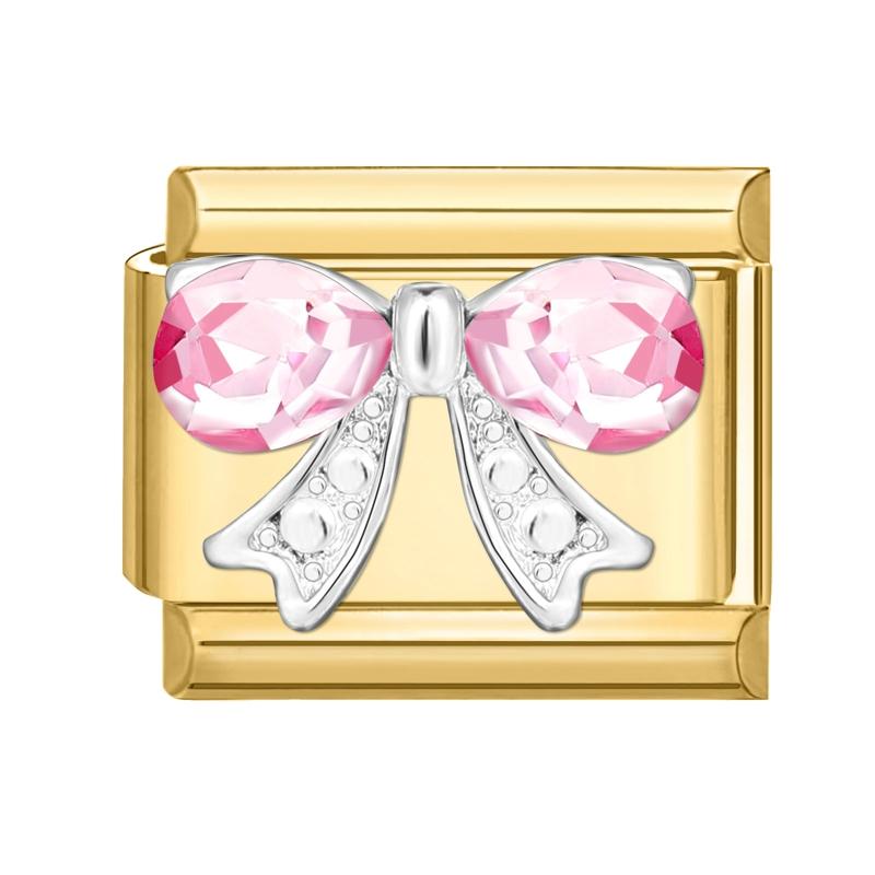 Vintage Golden Charm Zircon Butterfly Bow Cat Flower Italian Charm Links Fit 9MM Stainless Steel Bracelet Women DIY Making Gift