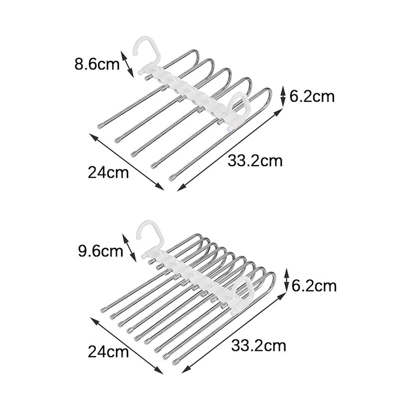 Sammenleggbare magiske buksehengere 5/9 lag rustfritt stål plassbesparende klesstativ organizer for garderobe jeans bukser skjerf