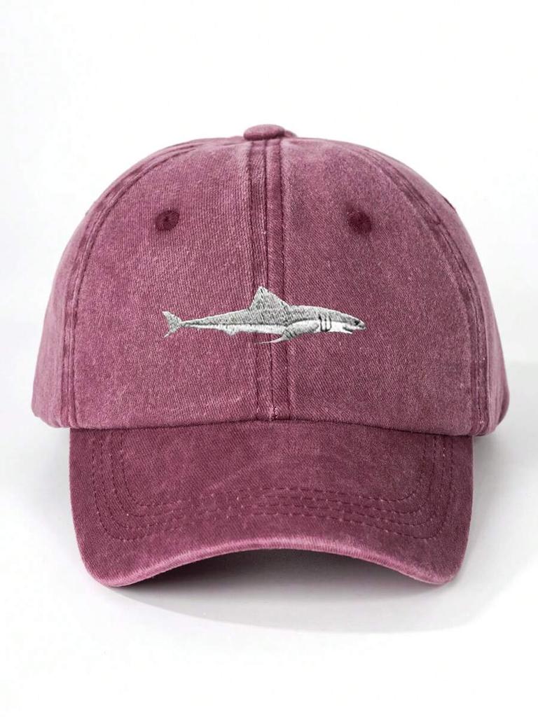 Unisex Vintage Washed Shark Embroidered Baseball Cap Casual Outdoor Hat