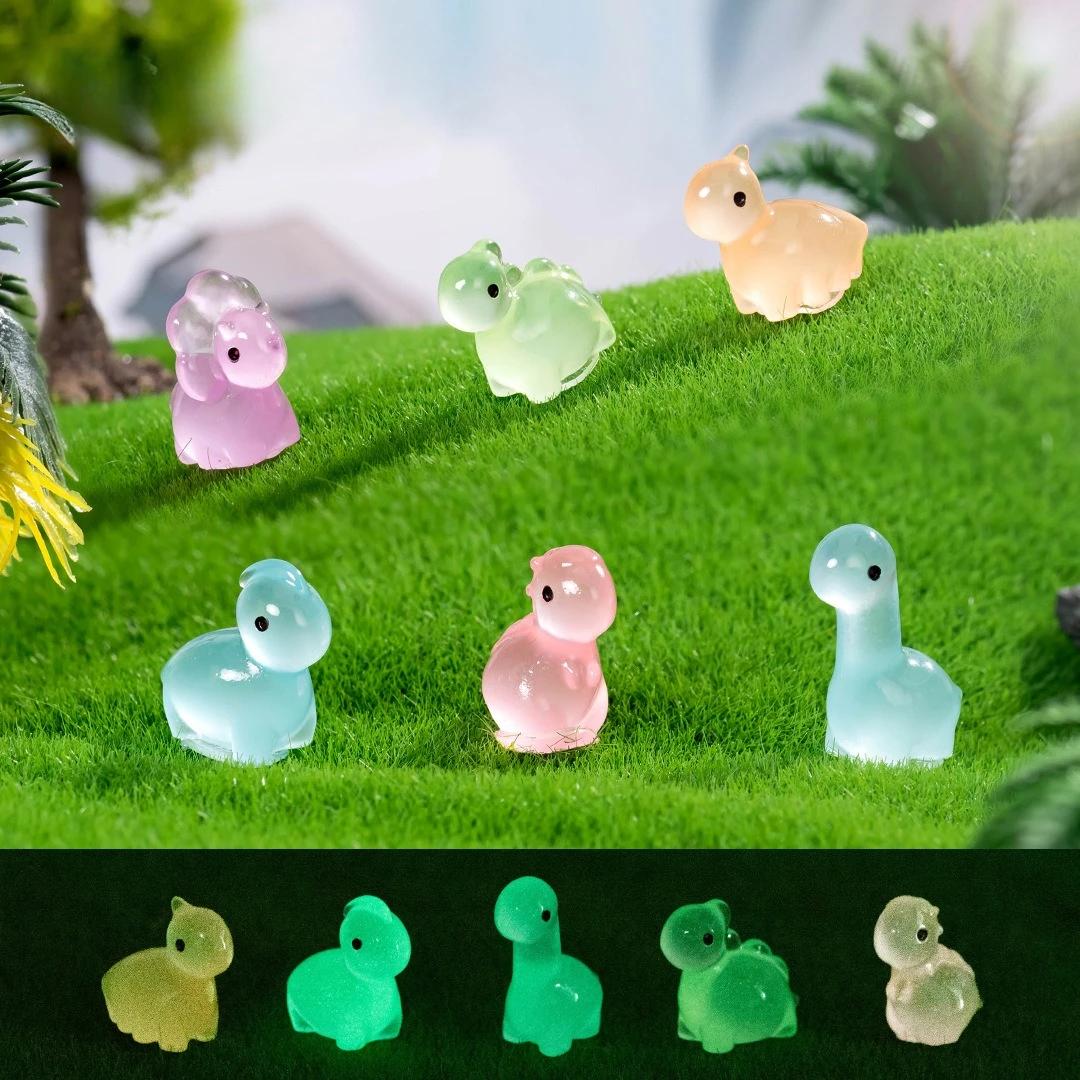 

12/24/36Pcs Miniature Resin Luminous Dinosaurs Fairy Garden Decoration Glow At Night Small Dinosaurs Household Micro Landscape Decoration 12pcs