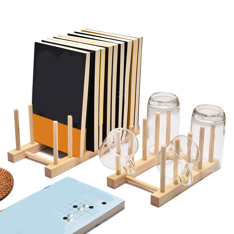 1Pc Kitchen DIY Holder 2/3/4/5/6/7/8 Grids Drainer Wooden Display Stand Drying Shelf Dinnerware