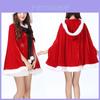 Atemberaubender Damen Weihnachts-Rot-Samt Nikolaus Umhang Kapuze Xmas Cosplay Kostüm