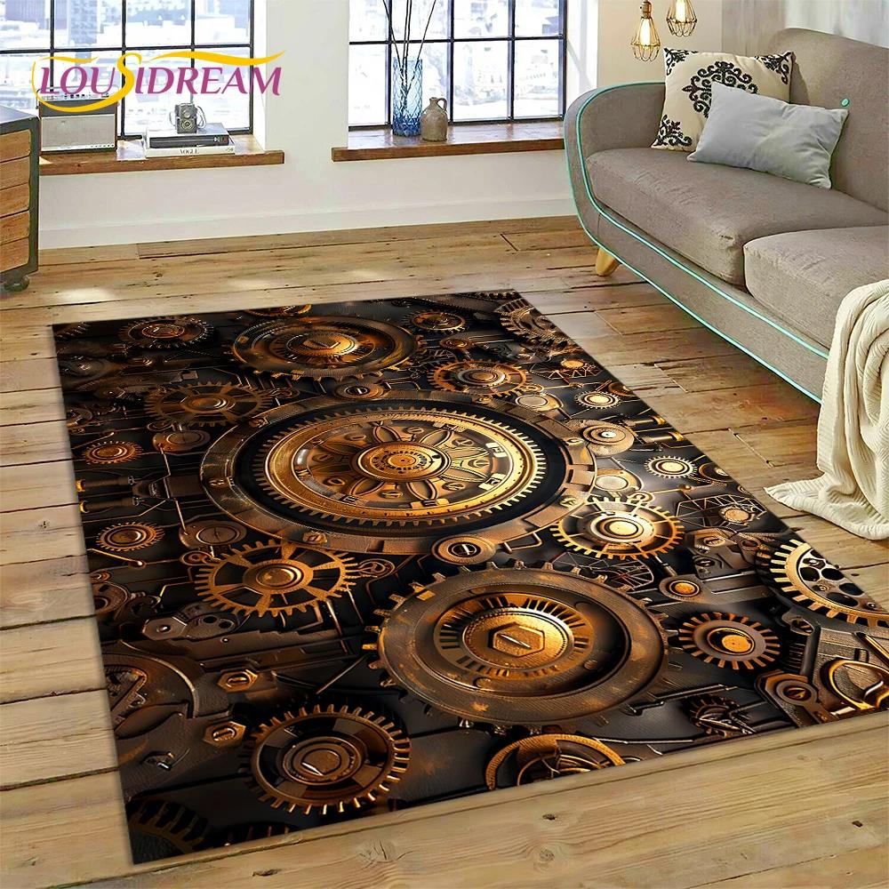 3D Mechanical Cogs Gears Steampunk Rug Carpet for Living Room Bedroom Decor,floor Mat Non-slip Decoration for Sofa Doormat Gifts
