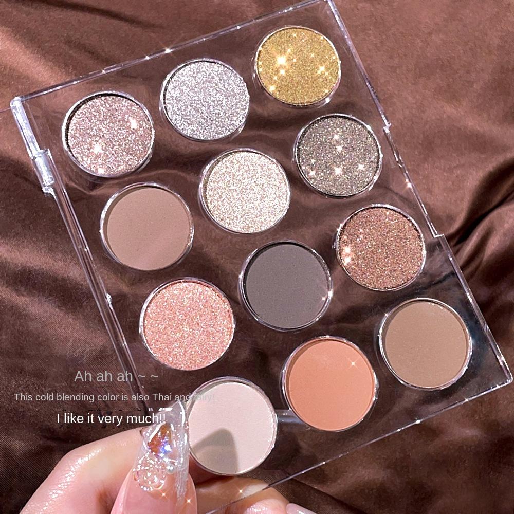 Sheer 12 Color Magic Eyeshadow Palette Pearl Matte Milk Tea Earth Color High Pigmentation