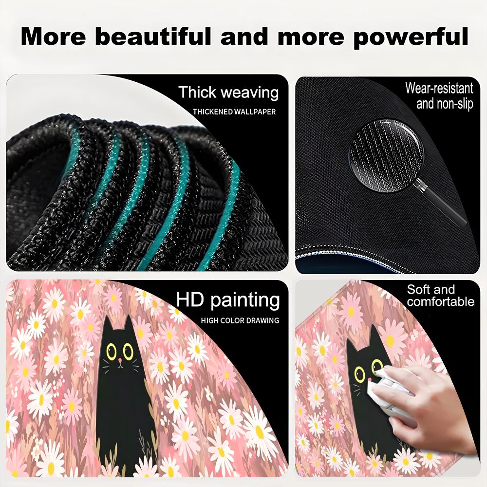 HYBXAXC Daisy Cute Cat Mouse Pad Computer Accessories Office Game Table Mats Rubber Anti-slip Keyboard Mousepad Desk Pad 40X90