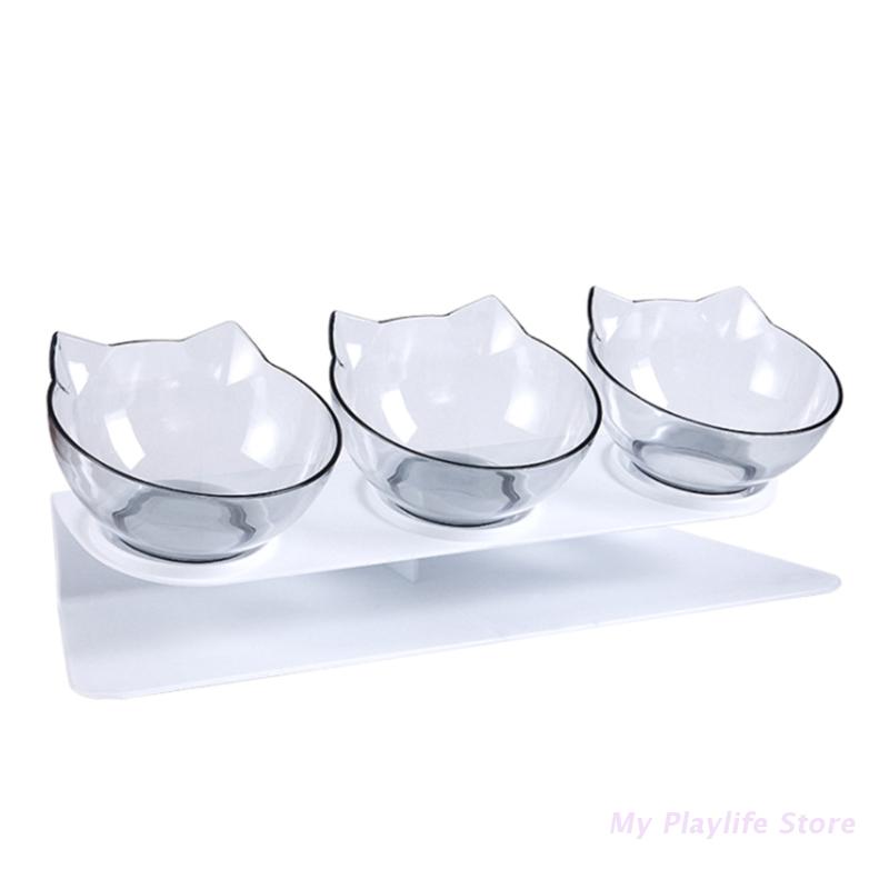 Cats Dog Feeding Dish Bowl 15° Tilted Food Drinking Water Bowls Neck Guard Raised Feeder for Puppy and Kitten Pet Feeding