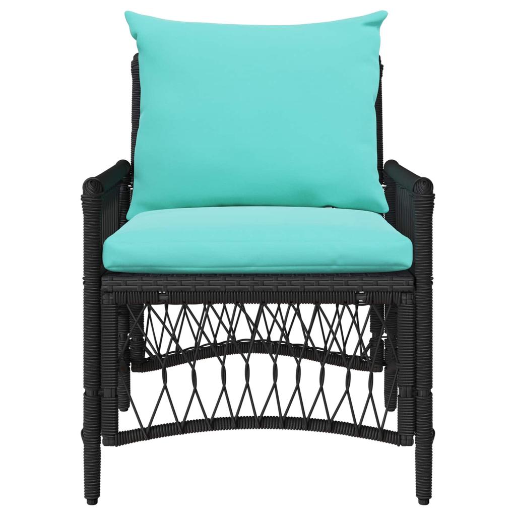 Garden Chair with Cushion Black 73 x 61 x 77 cm Poly Rattan
