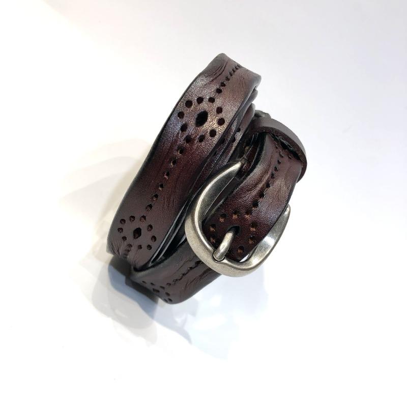 

Meier Genuine leather women s belt, vintage handmade embossed and distressed first layer, vegetable tanned cowhide, adjustable with tools темно-коричневого
