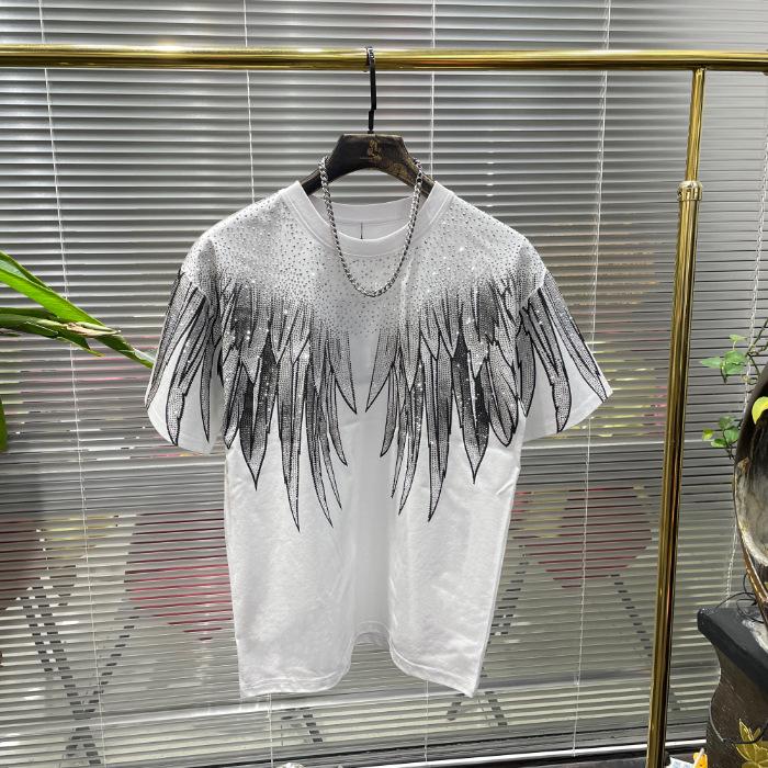 Extra-large Size Diamond-studded Wings Couple-style Short-sleeved Shirt, Loose-fitting and Slimming for Men's T-shirt