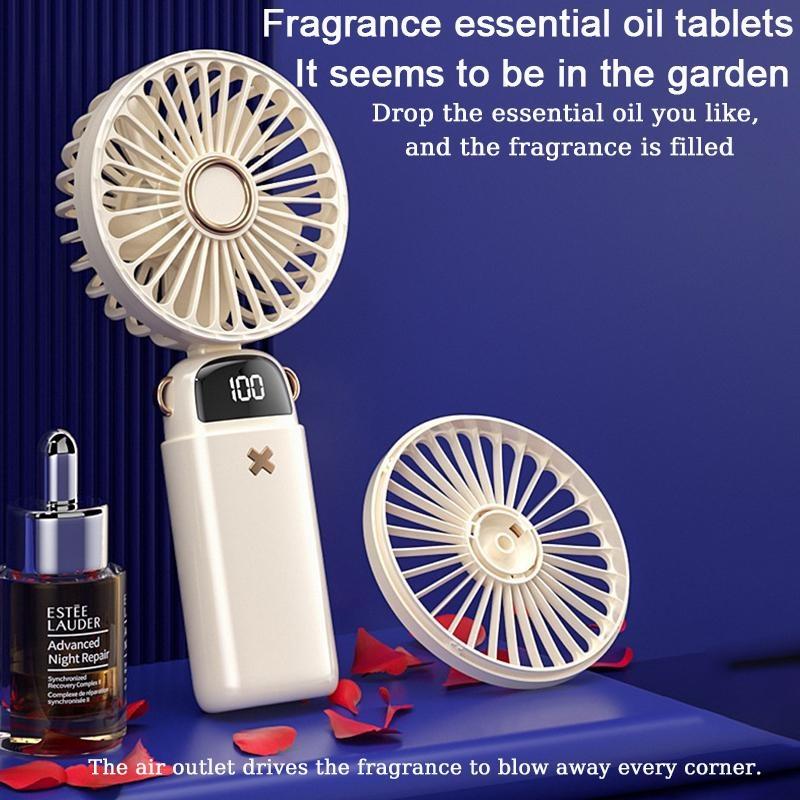 1PCS Mini Portable Fan With Smart LED Digital Display 5 Speed Adjustable Rechargeable Handheld Fan Mini Fan