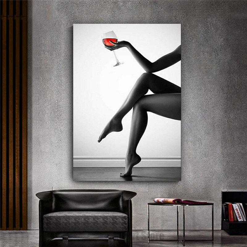 Moderne sexy kvinne benplakat Lerretstrykk Klassiske veggmalerier HD-bilder til stuen Hjemmekontorinnredning Rammeløs