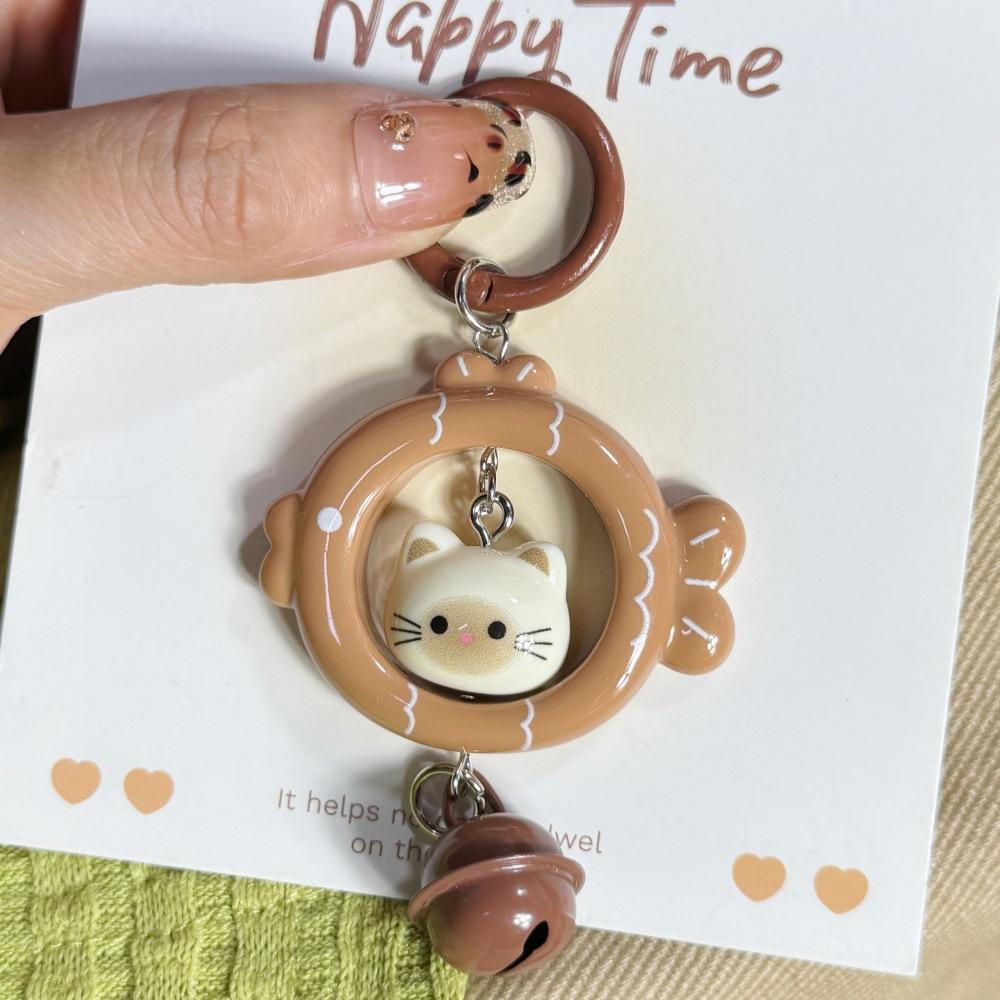 Cat Cat Fish Key Ring Color Three-dimensional Bell Pendant Original Cute Girlfriends Couple Gift Bag Accessories