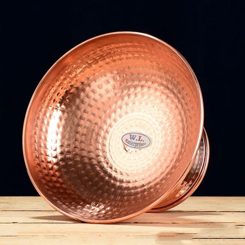 Tibetan Red Copper Bowl Fruit Dish Auspicious 21 CM Buddhism Engraving Plate Altars Food Tray Desktop Indoor Home Decorative