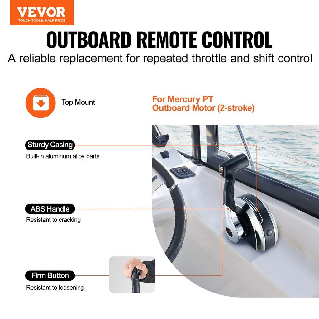 Outboard Throttle Remote Control Box Top-Mounted for Mercury PT 2-Stroke