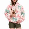 Women's Candy Color Print Hoodie with Pet Pouch for Casual Wear