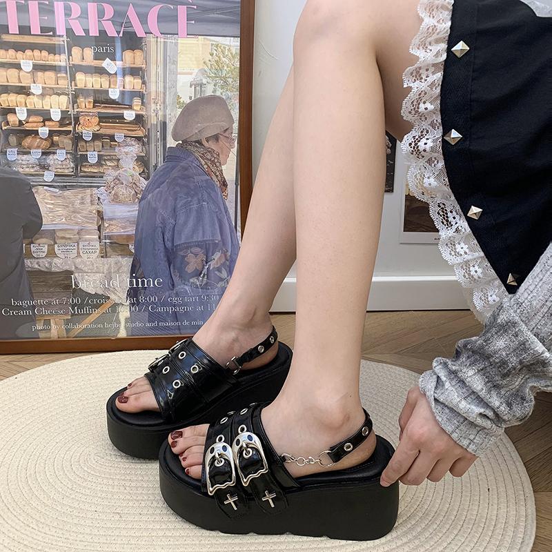 Fashion New Thick Sole Punk Sandals Women Wrap Toe Hollow Outs Roman Sandalias Women Casual Beach Slippers Summer Platform Sandals Woman