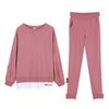 Ladies Stripe Crop Top Hoodie Set 2pcs Long Sleeve Loungewear Suit Tracksuits Sweatshirt