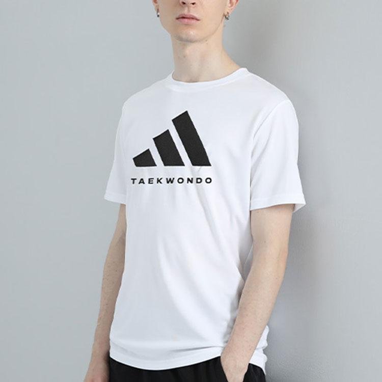 Adidas Logo Print Sports Knit Casual Breathable Round Neck Short Sleeve T-Shirt Unisex T-Shirts White Black ADICLTS24TKP-WB
