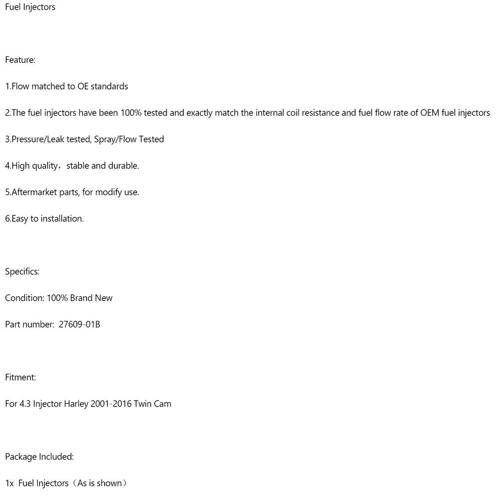 Kraftstoffeinspritzdüse 27609-01B Für 4.3 Einspritzdüse Harley 2001-2016 Twin Cam