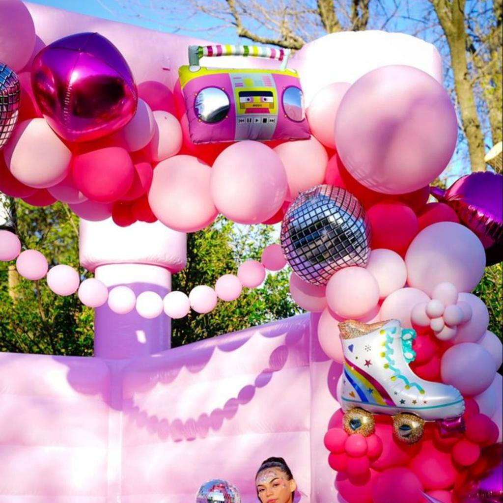 Sıcak Gül Pembe Balon Çelenk Arch Radyo Paten Disko Folyo Balonlar Düğün Doğum Günü kızın Parti Süslemeleri için