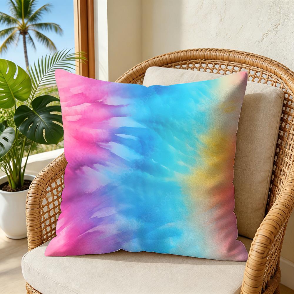 Tie-Dye Colorful Pattern Pillow Case Double-Sided Plush Sofa Cushion Covers Organic Breathable Invisible Zipper