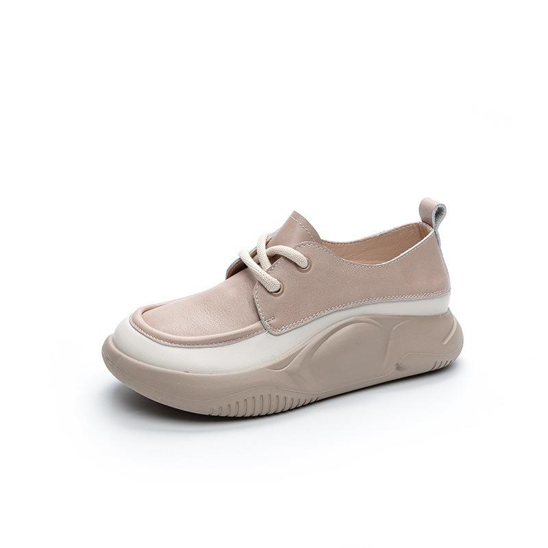 

Белые туфли с толстой подошвой Повседневные туфли для скейтбординга Кожаные туфли для одиночного ношения 40 бежевый