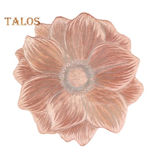 PVC Placemats for Dining Pressed Vinyl Metallic Flower Table Mats 15 Inch Round Tablemats Vinyl Place Mats for Kitchen Table Holiday Wedding