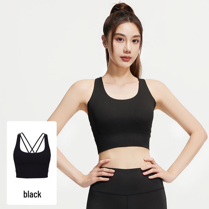 

Полосатый спортивный бюстгальтер с перекрещенной спинкой, ударопрочный, на тонких бретелях, для женщин M