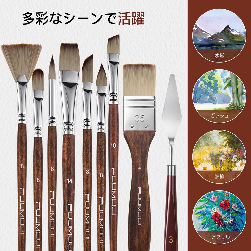 Pinsel Farbe Krill Farbe 25 Malerei Ölmalerei Acryl Gouache Kunst professionell mit Stoffrolltasche und Palette einfach kompakt für Öl