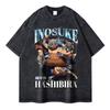 Heißer Verkauf Japan Anime Demon Slayer Nezuko Manga Vintage Gewaschen Kimetsu No Yaiba Grafikdruck T-Shirt Herren Damen Oversized Kurzarm Sommer Neues T-Shirt