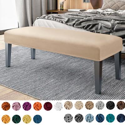 New Velvet Soft Stretch Dining Room Spandex Elastic Chair Bench Covers Slipcover Seat Protector for Living Room Kitchen Bedroom