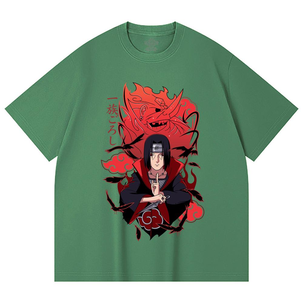230 g/m² 100% bavlna Naruto V12 potisk Itachi Unisex těžké bavlněné tričko