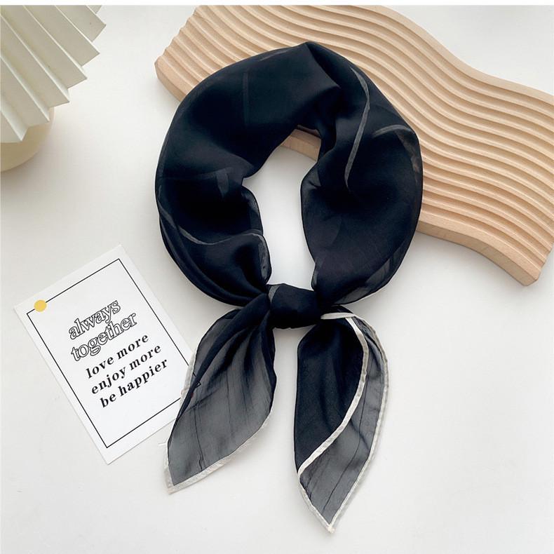 

Женский квадратный шарф из прозрачного шелка 70 см: Универсальная однотонная пляжная косынка