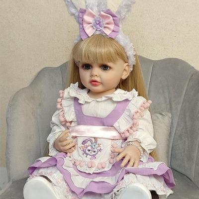 55CM Full Soft Silicone Body Reborn Baby Girl Doll Smile Babies Painted Doll Toys Accessories For Birthday Gift
