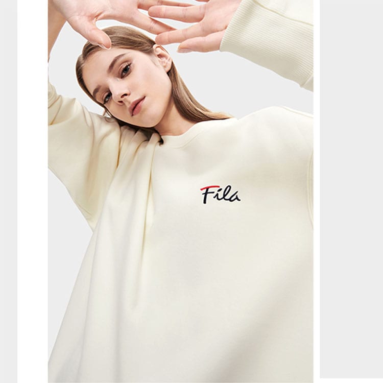 Fila Sweatshirts Unisex Milk Salt White Crew Neck Moderate Regular F11U248201F-IV