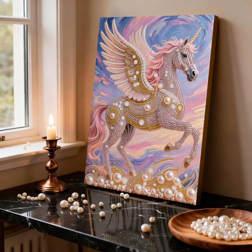 Decorative Painting Material Package, Handmade Diy National Style Ornament, Year Of The Horse Pearl Painting With Photo Frame, Living Room Entrance