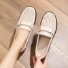 2025 New Mother Single Shoes Women's Summer Shoes Middle-aged and Elderly Comfortable Soft Sole Breathable Soft Leather Large Size Hole Shoes Women