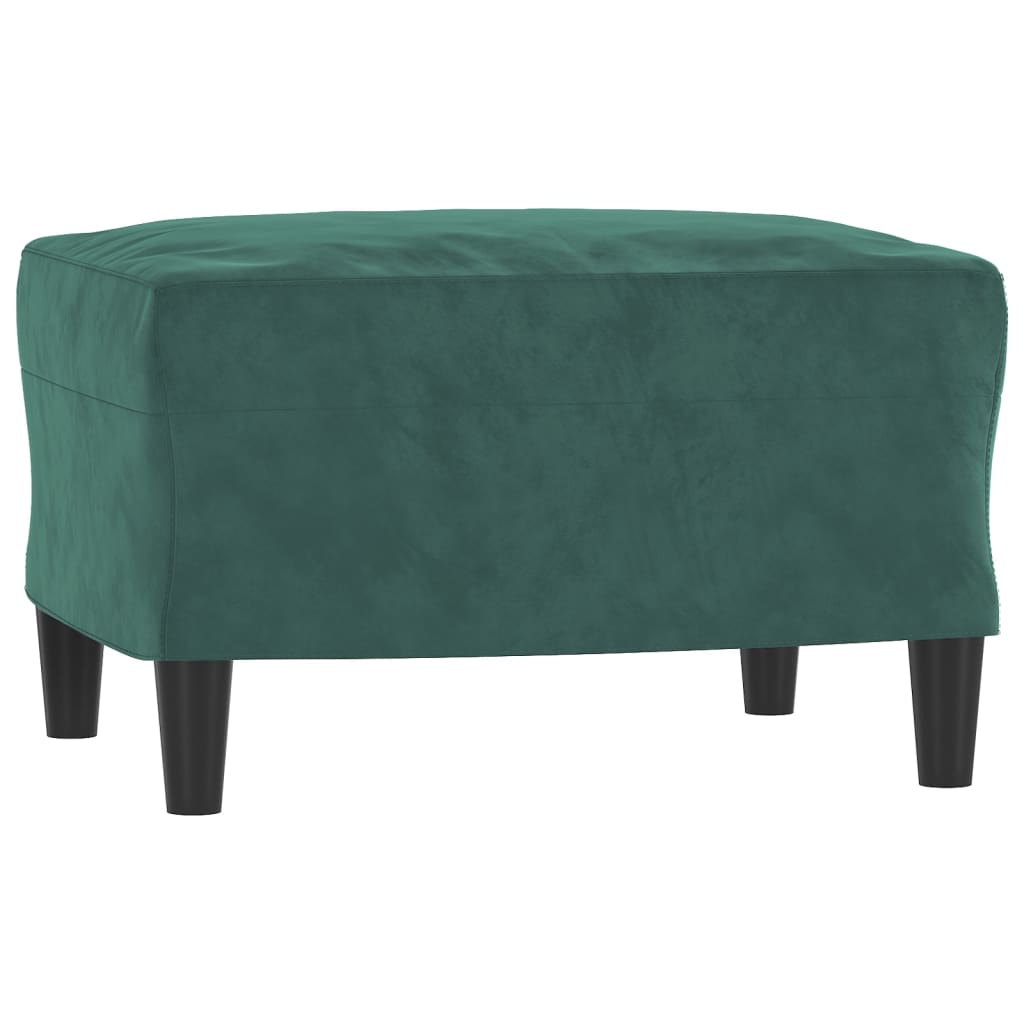 Vidaxl 3-Seater Sofa with Footstool, Dark Green, 180 Cm, Velvet