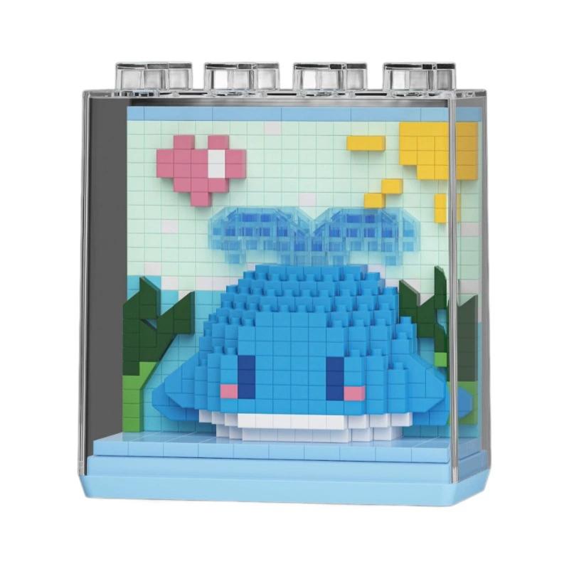 Marine Animals Dolphin Orca Jellyfish Shark Sea Lion Otter Hermit Crab Construction Blocks Kit Blocks Model Plaything