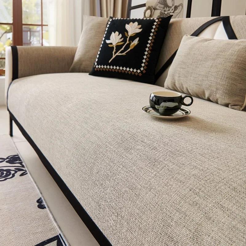 

Cotton and Linen Sofa Cushion for Living Room Sofa Towel Mat Non-slip Couch Cover L Corner Sofa Towel Seat Pad Home Protection A 70x70