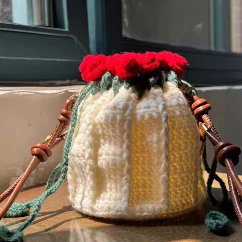 Soft DIY Rose Bouquet Bag Creative Crocheted Bouquet Handbag Festival