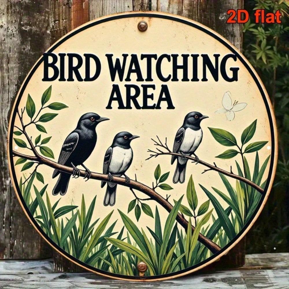 

Vintage Round Aluminum Sign 8 Inch Rustic Wall Art Nature Bird Foliage Decor 20x20 різнокольоровий